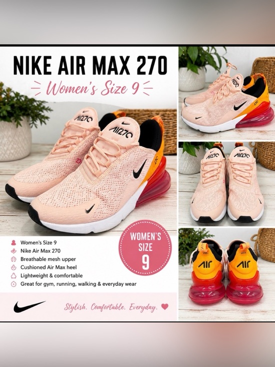 Nike Shoes - Nike Women's Air Max 270 Peach Pink with Orange Accents
